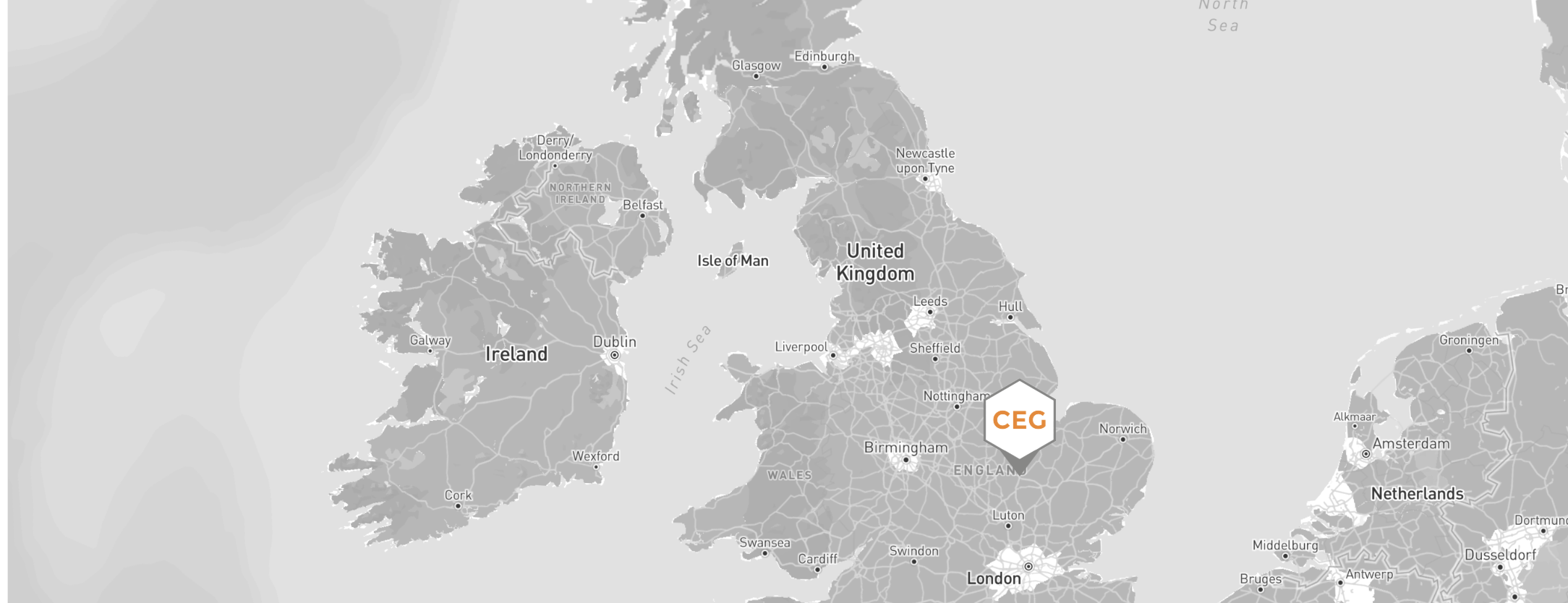 Map showing CEG location at Unit B4, Tower Close, Huntingdon